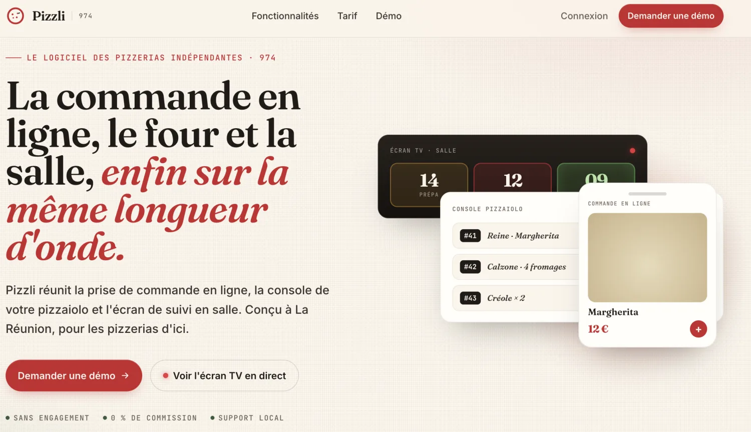 Interface de commande en ligne Pizzli pour pizzerias